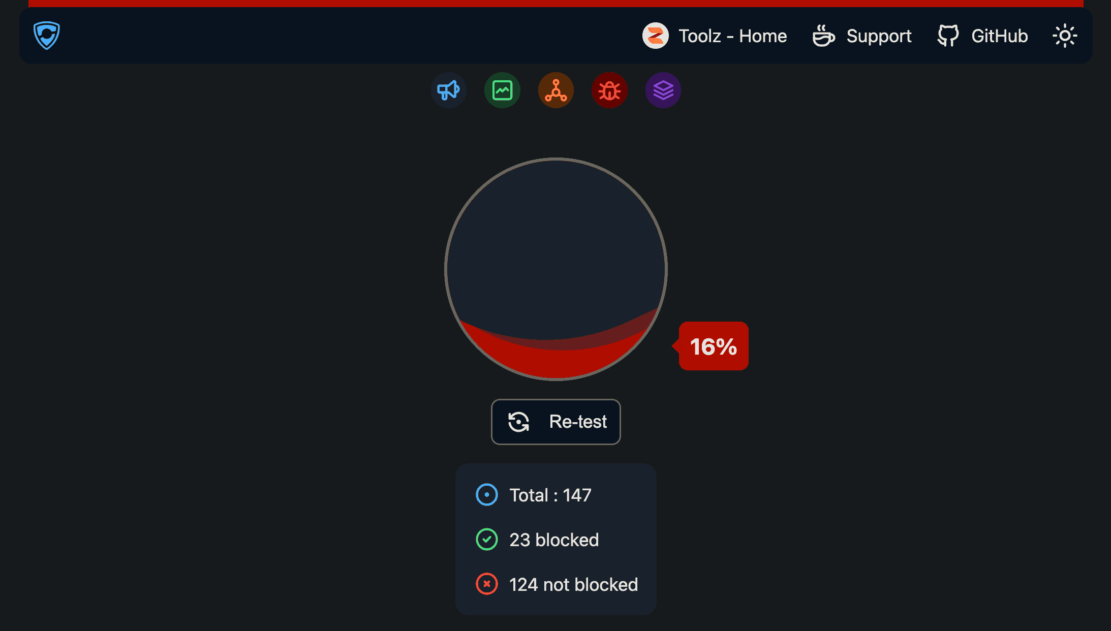 Test Ad Block 仅开启路由器 AdGuard Home 过滤 16%